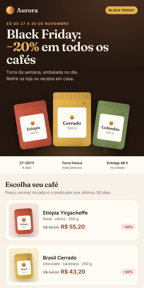 Página de Black Friday exibida em um celular