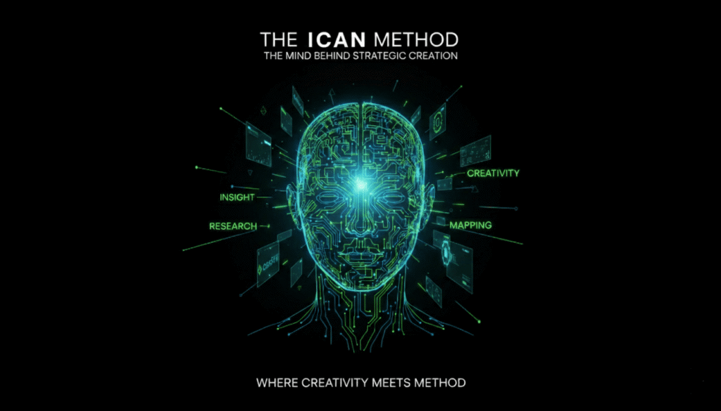 The Ican Method for Content Ideation – A data-driven framework for smarter content creation by Digital Flow Agency.
